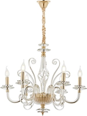 Avonni AV-5283-6S Sarı Kaplama Klasik Avize E14 Metal Cam 50 cm