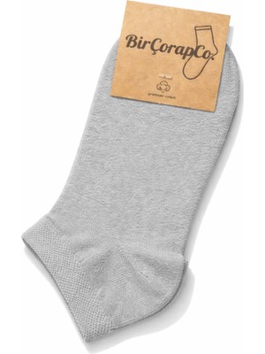 BirÇorapCo Erkek Gri Pamuklu Kısa Penye Çorap