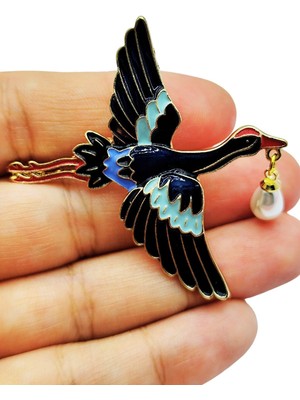 BB Bi Butik Shop Inci Detaylı Zarif Leylek Broş