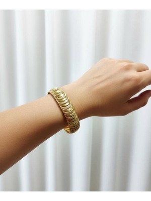 Kuyumcu Nurettin 10 gr (Gram) Yarım Ay Desenli Şarnel Bilezik 22 Ayar Altın Yatırımlık Işçiliksiz