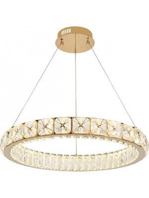 Avonni AV-55008-S60 Sarı Kaplama Klasik Avize LED Metal Kristal 60 cm