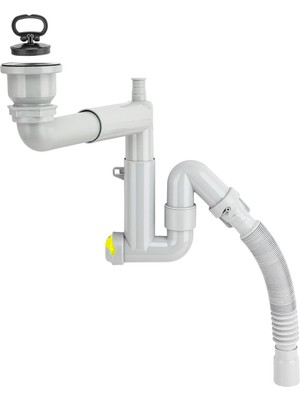 Akkon Premium Evye Teleskopik Lavabo ve Evye Sifonu Gider Borusu Akordiyon Plastik | Dar Kafa Paslanmaz