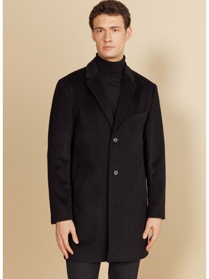 Brooks Brothers Erkek Palto Yün Malzemeden Siyah Mono Yaka Astarsız BBFW25MCB001