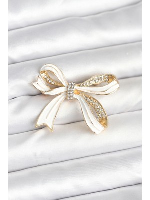 Claris Beyaz Renk Fiyonk Model Broş