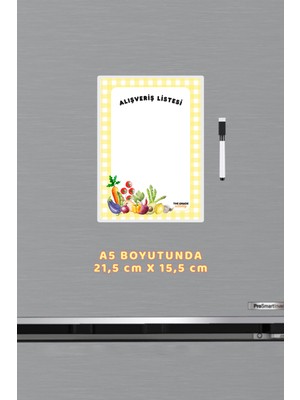 The Grade Yaz Sil Sarı Pötikare Sebze Alışveriş Listesi Hediyelik Buzdolabı Magnet Notluk Manyetik Notluk
