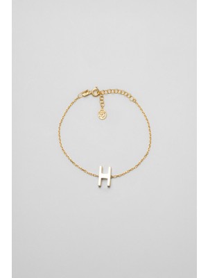 So CHIC My Story H Harfi 18 Ayar Sarı Altın Kaplama 18 Cm Gümüş Bileklik