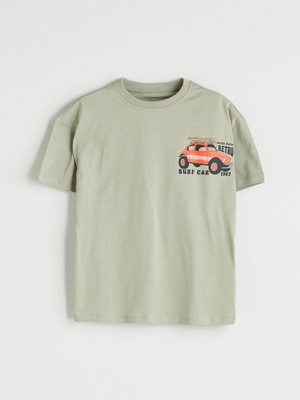 Lc Waikiki Yeni Sezon Bisiklet Yaka Baskılı Penye Erkek Çocuk Tişört