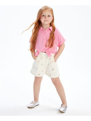 Lc Waikiki Yeni Sezon Çiçekli Gabardin Kız Çocuk Şort