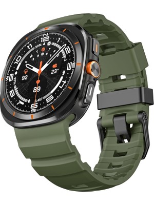Alstrap Samsung Galaxy Watch Ultra Uyumlu Outdoor Metal Tokalı Spor Silikon Kordon