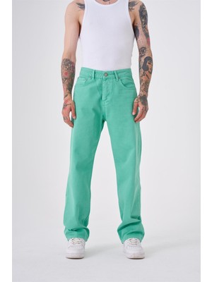 Machinist Dyed Baggy Gabardin Jeans Pantolon Yeşil