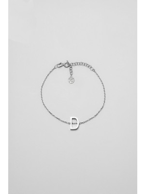 So CHIC My Story D Harfi 18 Ayar Beyaz Altın Kaplama 18 Cm Gümüş Bileklik