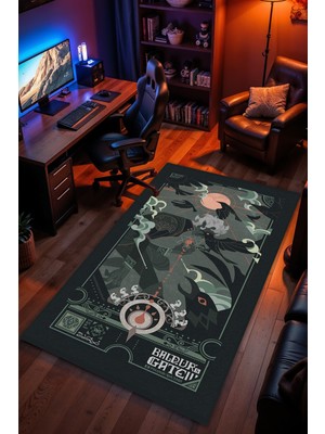 Charmbi Baldur's Gate 3 Desenli Kaymaz Taban Makinede Yıkanabilir Gaming Oyuncu Gamer Genç Odası Halısı