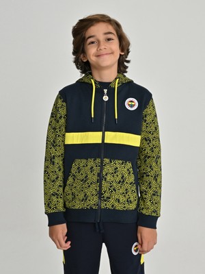 Fenerbahçe Çocuk Tribün Logo Patternli Sweat 4 Beden Konforlu Kumaşla Tasarlanmış