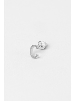 So CHIC My Story C Harfi 18 Ayar Beyaz Altın Kaplama Gümüş Tek Küpe