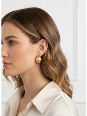 Xupıng Gold Renkli Kalın Halka Çelik Küpe