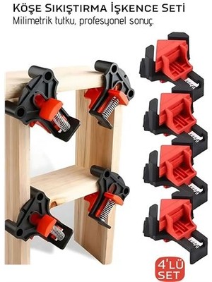 Modacar 90 Derece Köşe Sıkıştırma Işkence Seti 4'lü - Köşe Tutucu Köşe Birleştirici