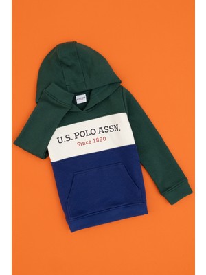 U.S. Polo Assn. Erkek Çocuk Düz Desenli Koyu Yeşil Sweatshirt Regular Fit 50313969-VR079
