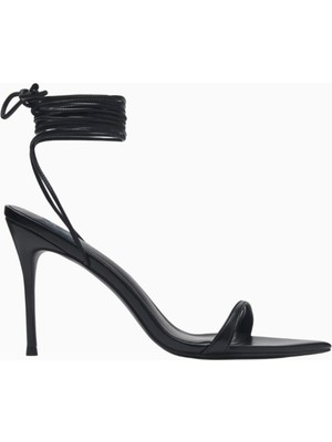 Lyra Vegan Deri Ince Bantlı, 100MM Yüksek Topuklu Sandalet