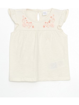 Lc Waikiki Yeni Sezon Nakışlı Kolu Fırfırlı Kız Bebek Bluz