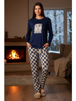 Remsa Kadın Termal Uzun Kol Pijama Takımı 4714 LACIVERT01