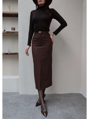 Esra Helvacı Kemerli Yırtmaçlı Kalem Etek