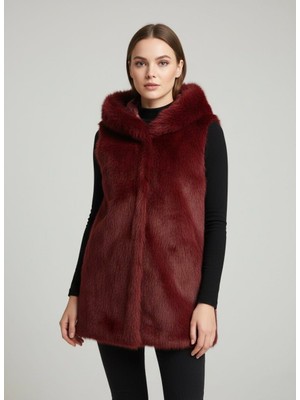 Rabiossa Kadın Tüylü Kapşonlu Ithal Kürk Yelek