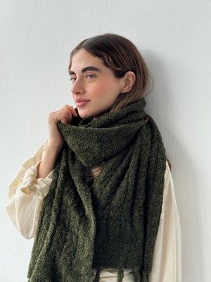 Retrobird Büyük Boy Soft Buklet Örgü Atkı Kadın Orman Yeşili