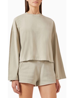 Represent Initial Crop T-Shirt, Açık Gri Rahat ve Lüks Basic Tişört