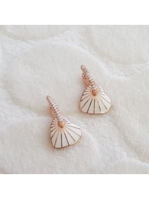 Canka Mineli Kalpli Taşlı Halka Gümüş Küpe