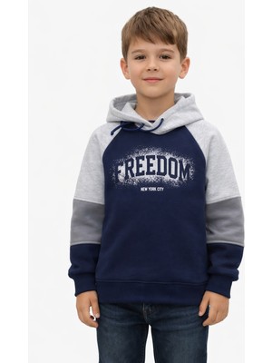 Monox Erkek Çocuk Feedom Baskılı 3 Iplik Şardonlu Kapşonlu Sweatshirt