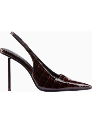 G63 120 Exotic Burgundy Vegan Deri, Slingback Stiletto