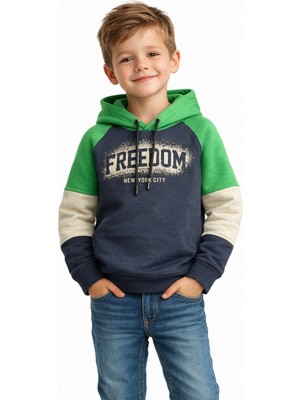 Monox Erkek Çocuk Feedom Baskılı 3 Iplik Şardonlu Kapşonlu Sweatshirt