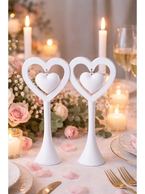 Cevizdizayn Romantik Masa Dekoru Ikili - Sevgililer Günü - Yemek Masası Dekoru-Hediyelik