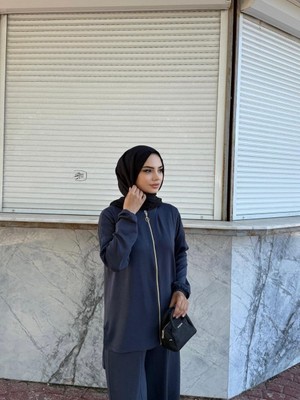 Trendparis Önden Fermuarlı Spor-Şık Ikili Takım