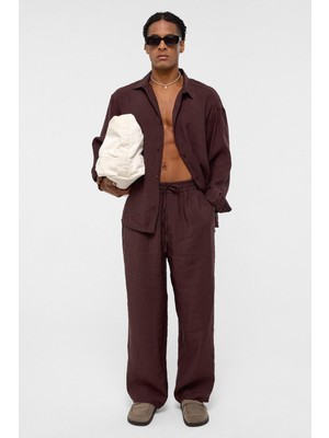 Vamos Baggy Fit Modal Kumaş Pantolon Kahve