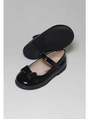 Aktaş Ortopedi Kız Çocuk Papyon Fiyonklu Siyah Rugan Ortopedik Abiye Babet Ayakkabı