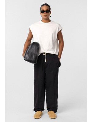 Vamos Bağcıklı Baggy Gabardin Pantolon Siyah