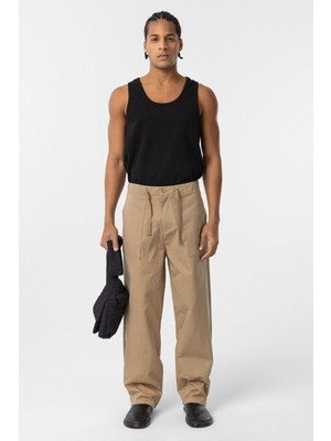 Vamos Baggy Fit Gabardin Pantolon Taba