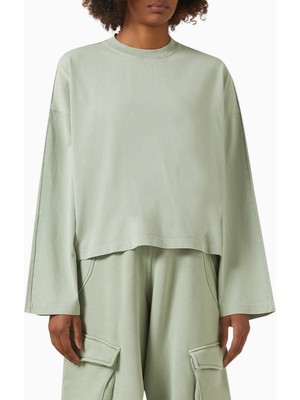 Represent Initial Crop T-Shirt, Açık Yeşil Rahat ve Lüks Basic Tişört