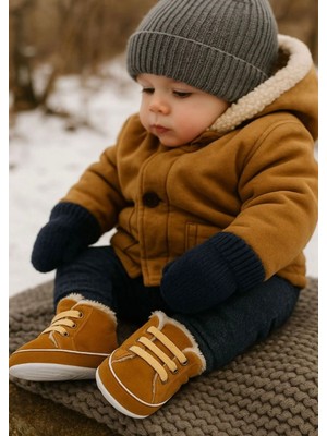 Minissa Doğal Pamuk Astarlı, Bebek Ilk Adım Ayakkabısı, Kaydırmaz Taban Bebek Patik-Panduf Sıcacık