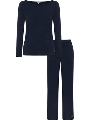 Jaya Bambu Uzun Kollu Pijama Takımı / Lacivert