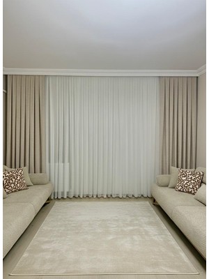 Perdenin Adresi Bohem Kumaş, Teddy Fon Perde Bej/sütlü Kahve 1/3 Sık Pile (Tek Kanat)