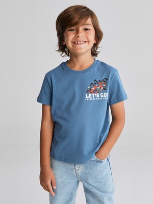 Lc Waikiki Yeni Sezon Bisiklet Yaka Araba Baskılı Erkek Çocuk Tişört