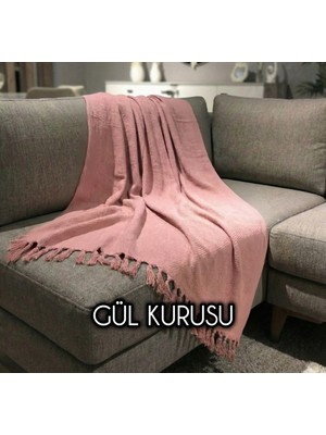 Luwino Home Koltuk Örtüsü , Tv Şalı , Throw ,yatak Örtüsü , Çok Amaçlı Örtü , Gül Kurusu Renk 180X200 cm