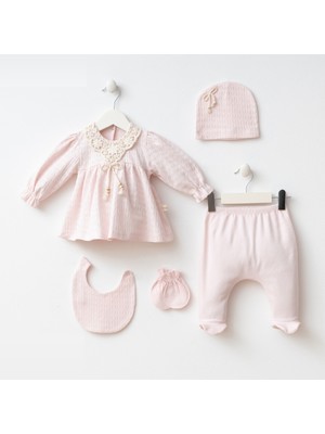 Minizeyn Kız Bebek Pamuklu 0-3 Ay 5li Hastane Çıkış Seti