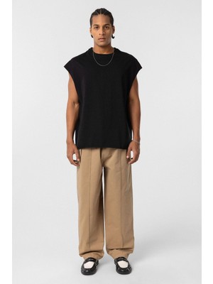 Vamos Bağcıklı Baggy Gabardin Pantolon Taba