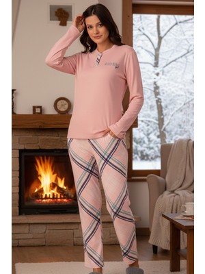 Remsa Kadın Termal Uzun Kol Pijama Takımı 4756 PUDRA01