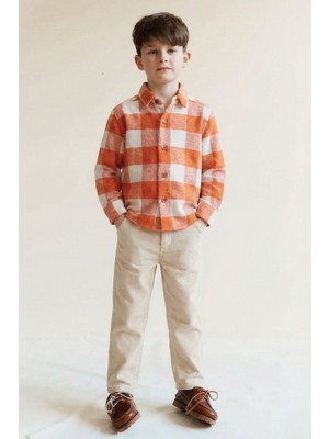 Cigit Oduncu Gömleği 1-9 Yaş Oranj Ekose