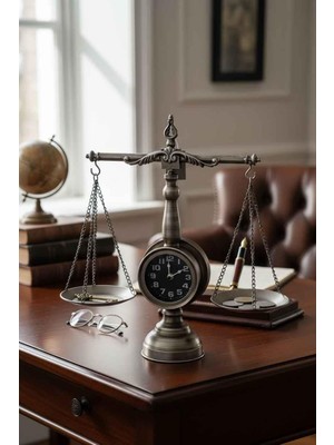 Rossev Dekoratif Terazi Tasarımlı Masa Saati