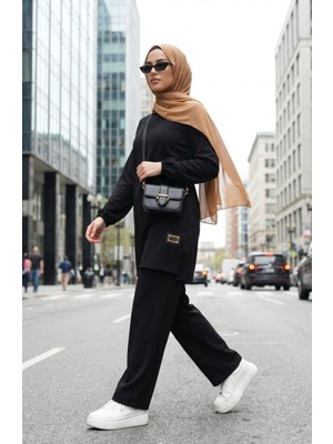 Arma Detaylı Tunik Pantolon Ikili Takım 0231-04 Siyah